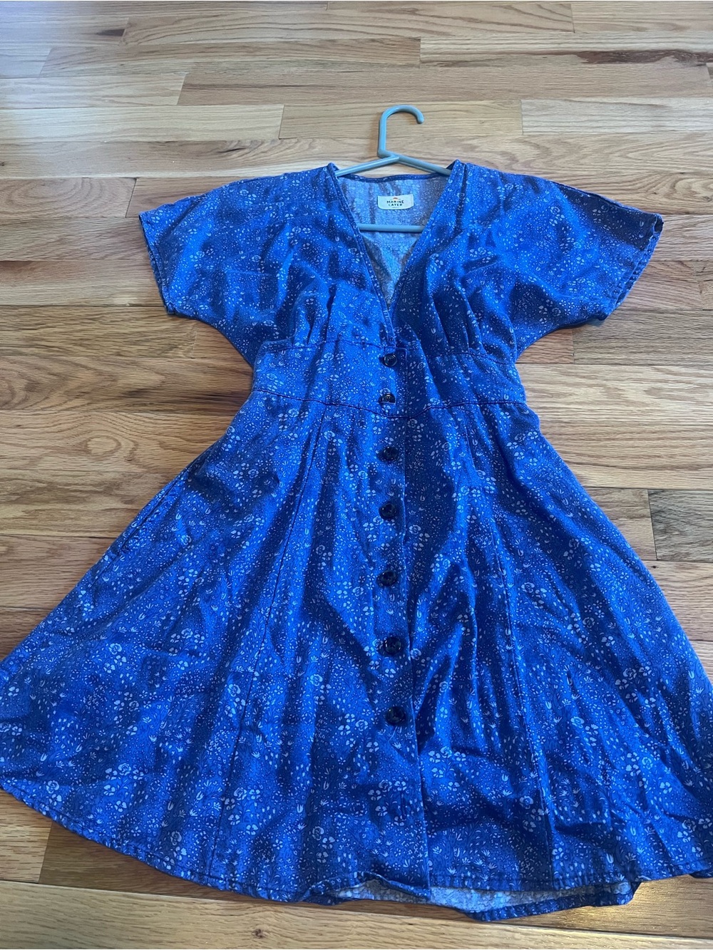 Marine Layer Blue Floral V-Neck Dress